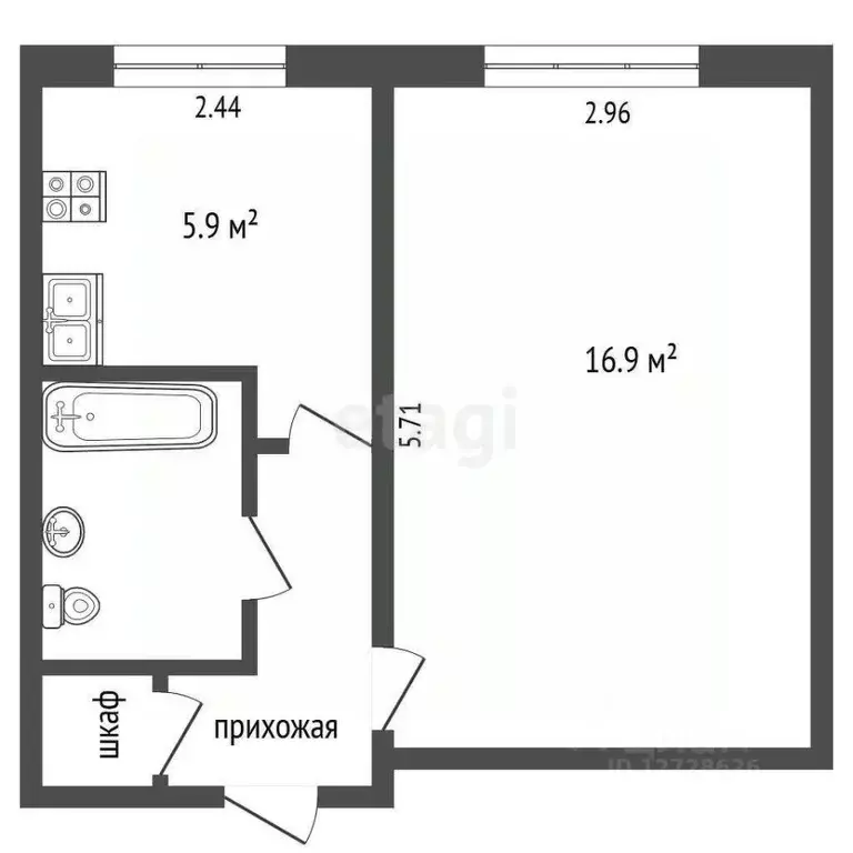 1-к кв. Калужская область, Калуга Молодежная ул., 11к1 (30.6 м) - Фото 0