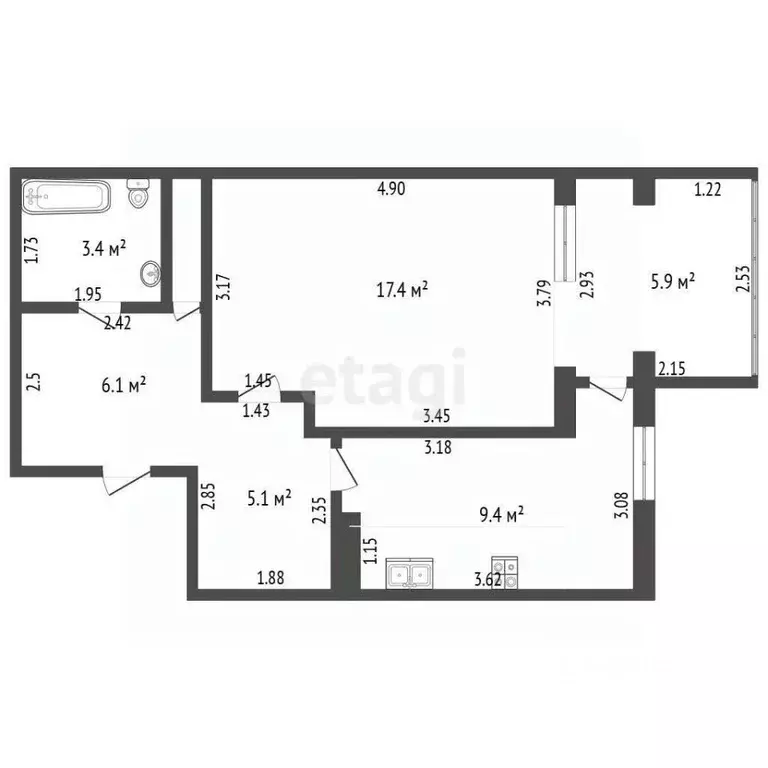 1-к кв. Краснодарский край, Анапа ул. Ленина, 175 (41.7 м) - Фото 2