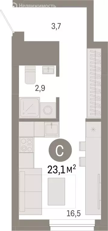 Квартира-студия: Екатеринбург, улица Войкова, 15 (23.13 м) - Фото 0