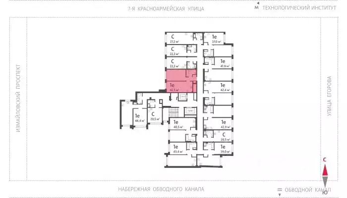 Студия Санкт-Петербург Морская миля жилой комплекс (21.97 м) - Фото 1