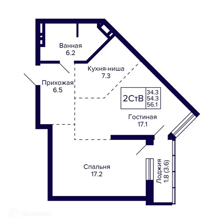 Продаётся квартира-студия, 56.1 м - Фото 0