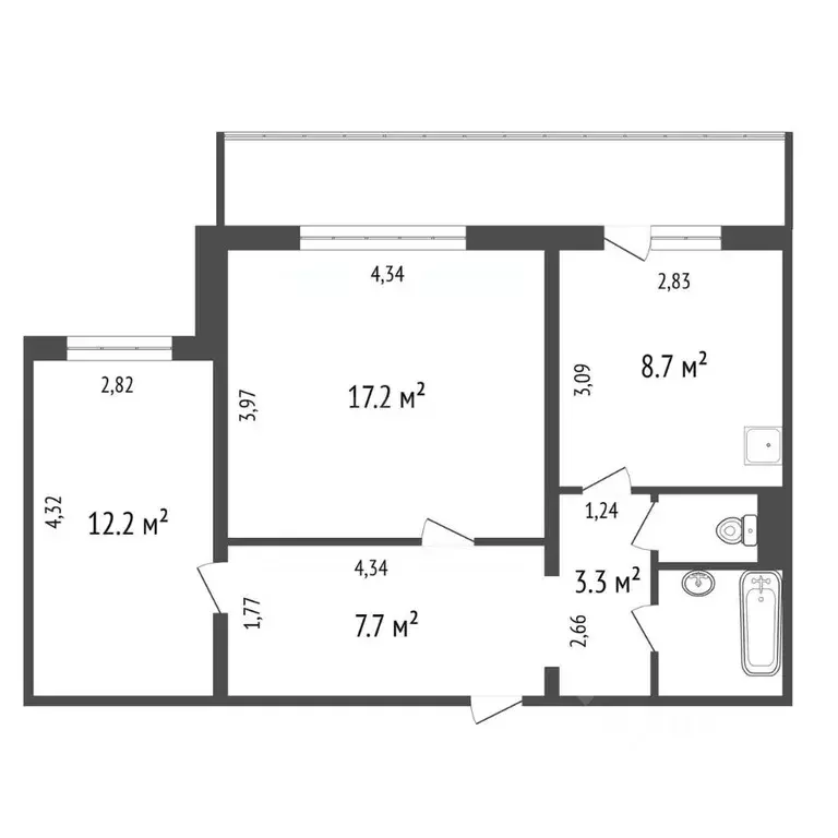 2-к кв. Красноярский край, Красноярск 9 Мая ул., 60А (55.0 м) - Фото 2