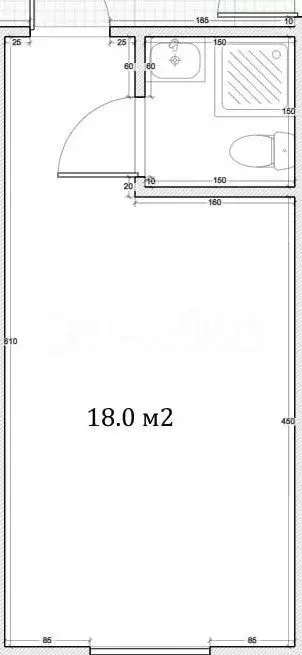 Апартаменты-студия, 18,1 м, 1/4 эт. - Фото 0