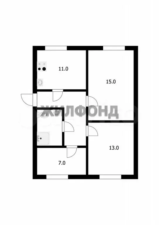 3-к. квартира, 52 м, 1/2 эт. - Фото 0