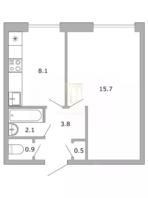 1-к кв. Санкт-Петербург Краснопутиловская ул., 121 (31.1 м) - Фото 2