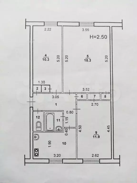 Комната 43,9 м в 3-к., 1/5 эт. - Фото 0