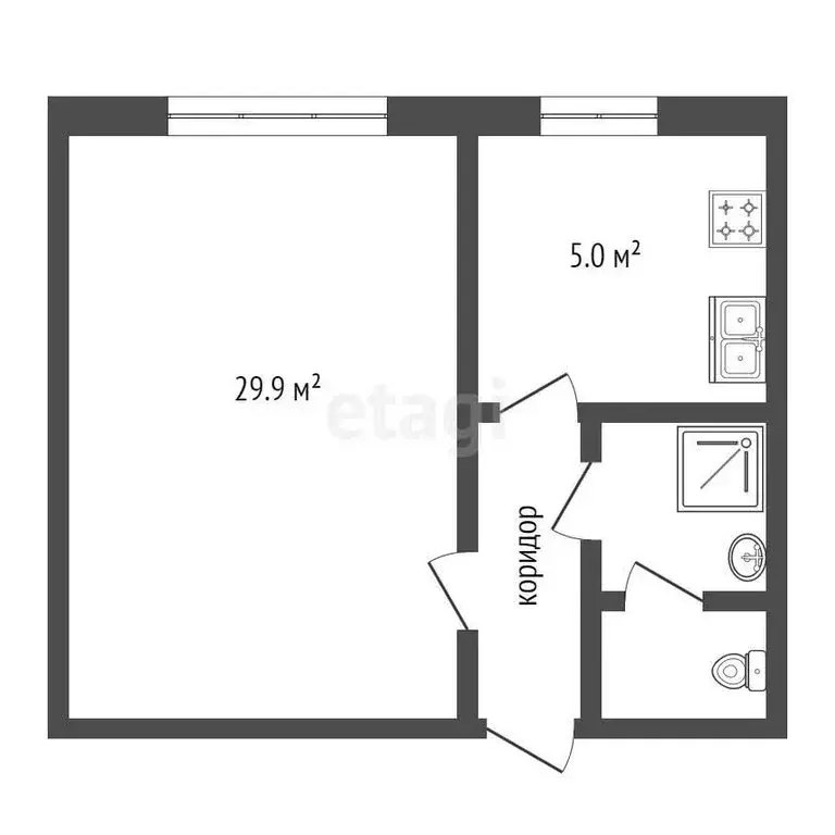 1-комнатная квартира: Камышлов, Новая улица, 1 (34.5 м) - Фото 1