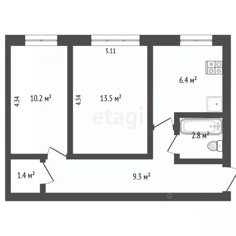2-к кв. Ярославская область, Некрасовский муниципальный округ, пос. ... - Фото 2