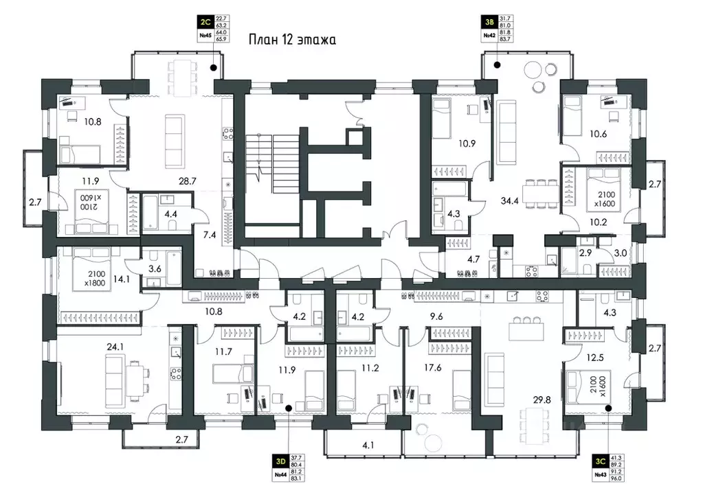 3-к кв. Вологодская область, Вологда Кирпичная ул., 23 (83.7 м) - Фото 2