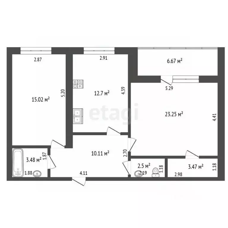 2-к кв. Вологодская область, Череповец Ленинградская ул., 38 (70.4 м) - Фото 2