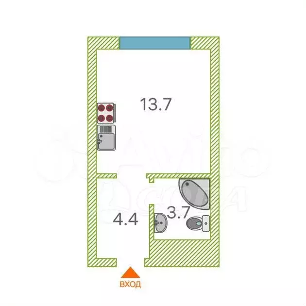 Квартира-студия, 21,8 м, 5/24 эт. - Фото 0