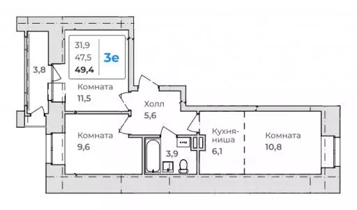 3-к кв. Амурская область, Благовещенск  (49.4 м) - Фото 0