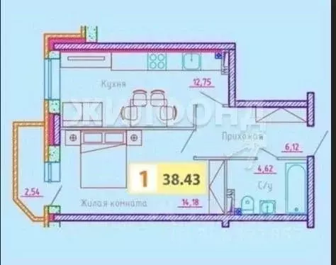 1-к кв. Архангельская область, Архангельск ул. Гайдара, 57к2 (38.43 м) - Фото 1