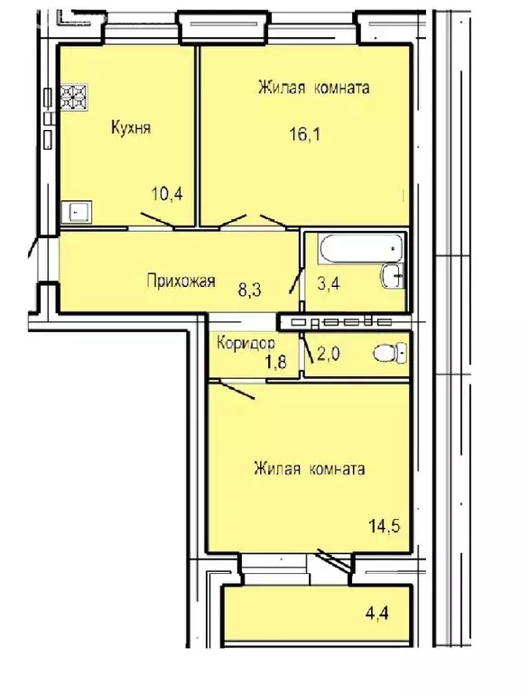 2-комнатная квартира: Орёл, улица Родзевича-Белевича, 5 (58.9 м) - Фото 0