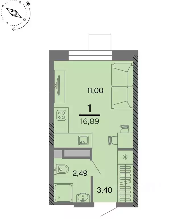 Студия Рязанская область, Рязань Метропарк тер., Метропарк жилой ... - Фото 0