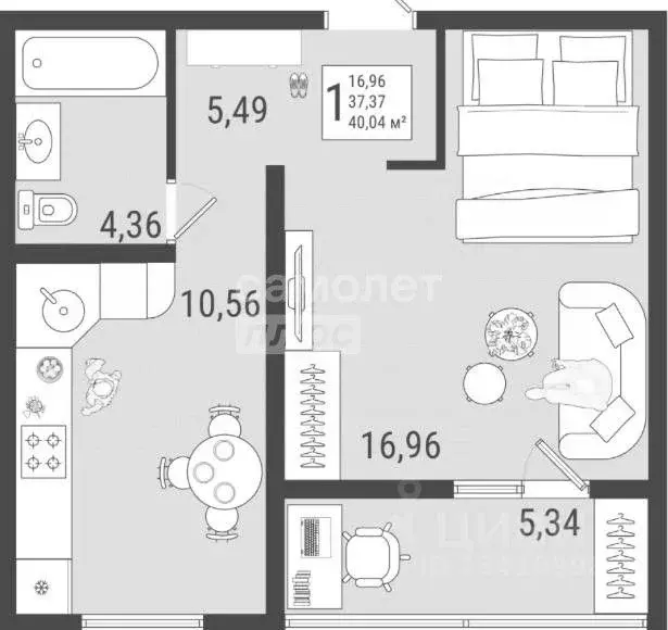 1-к кв. Самарская область, Тольятти Приморский бул., 58/2 (40.0 м) - Фото 1