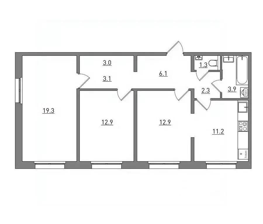 3-к кв. Кировская область, Киров ул. Чистопрудненская, 13А (76.0 м) - Фото 1