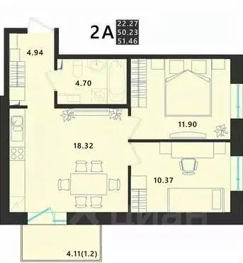 2-к кв. Псковская область, Псковский район, Завеличенская волость, д. ... - Фото 1