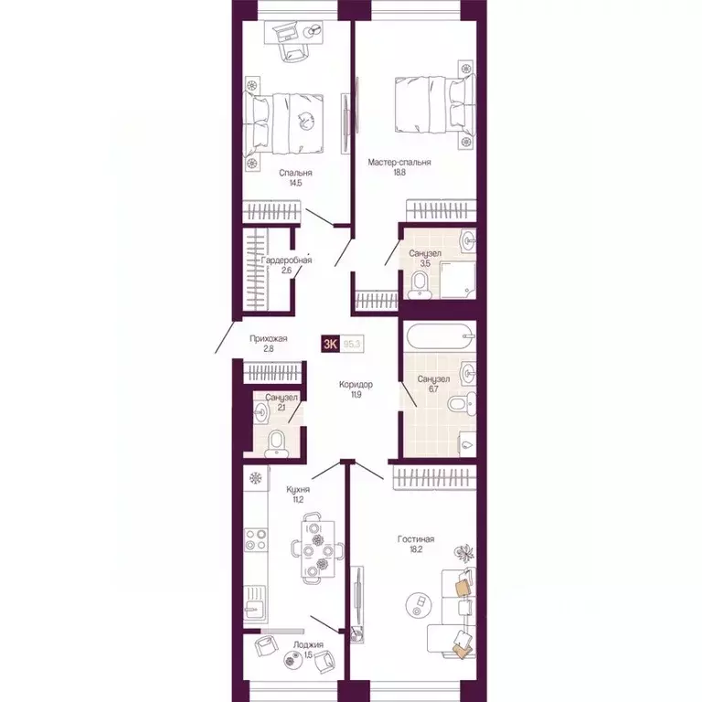 3-к кв. Нижегородская область, Нижний Новгород ул. Тургенева (93.8 м) - Фото 1