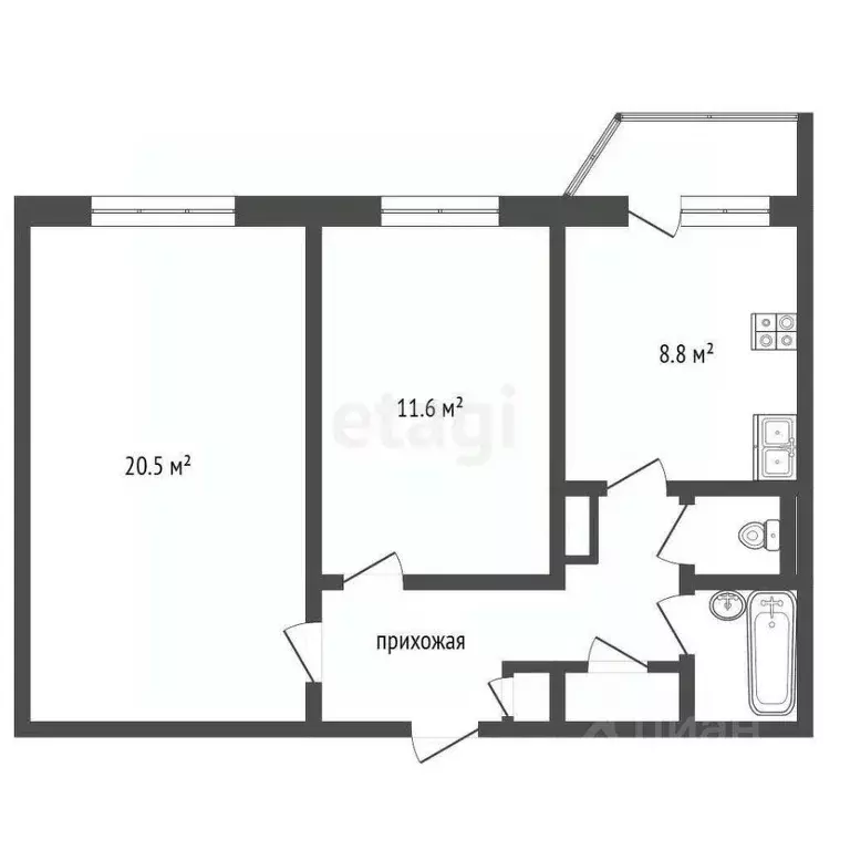 2-к кв. Красноярский край, Норильск Хантайская ул., 45 (53.1 м) - Фото 2