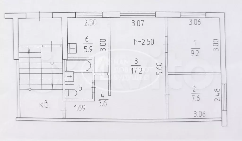 3-к. квартира, 46,9 м, 1/5 эт. - Фото 0