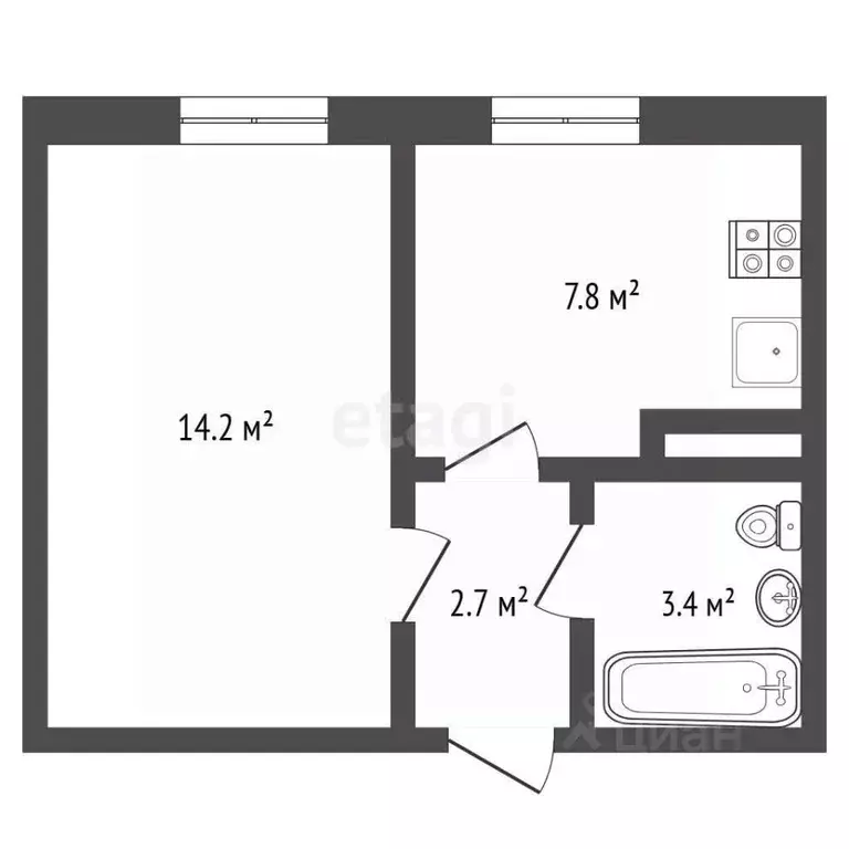 1-к кв. Вологодская область, Череповец ул. Монтклер, 16 (28.1 м) - Фото 1
