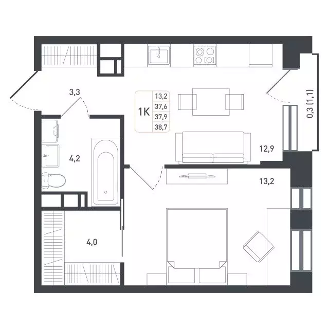 1-комнатная квартира: Московская область, городской округ Подольск, ... - Фото 1