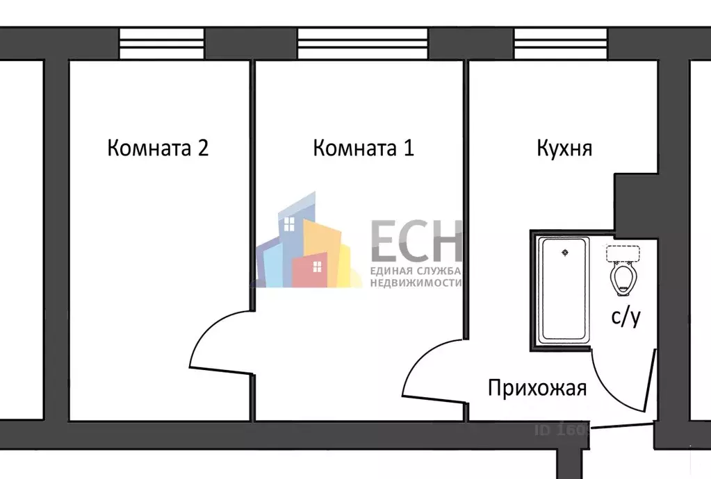 2-к кв. Тульская область, Тула ул. Володарского, 22 (38.4 м) - Фото 1