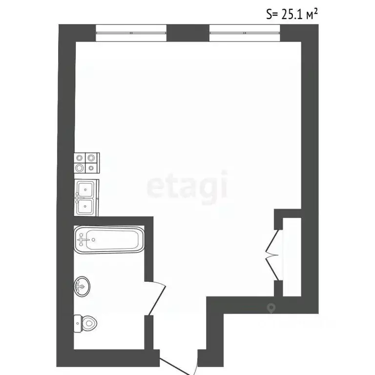 Студия Санкт-Петербург Полтавская ул., 5 (25.1 м) - Фото 1
