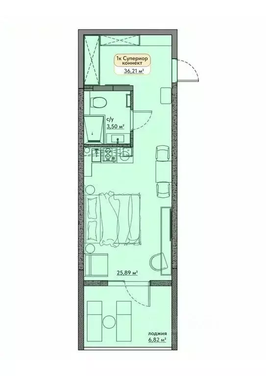 Студия Крым, Евпатория ул. Симферопольская, 1Ж (36.21 м) - Фото 0