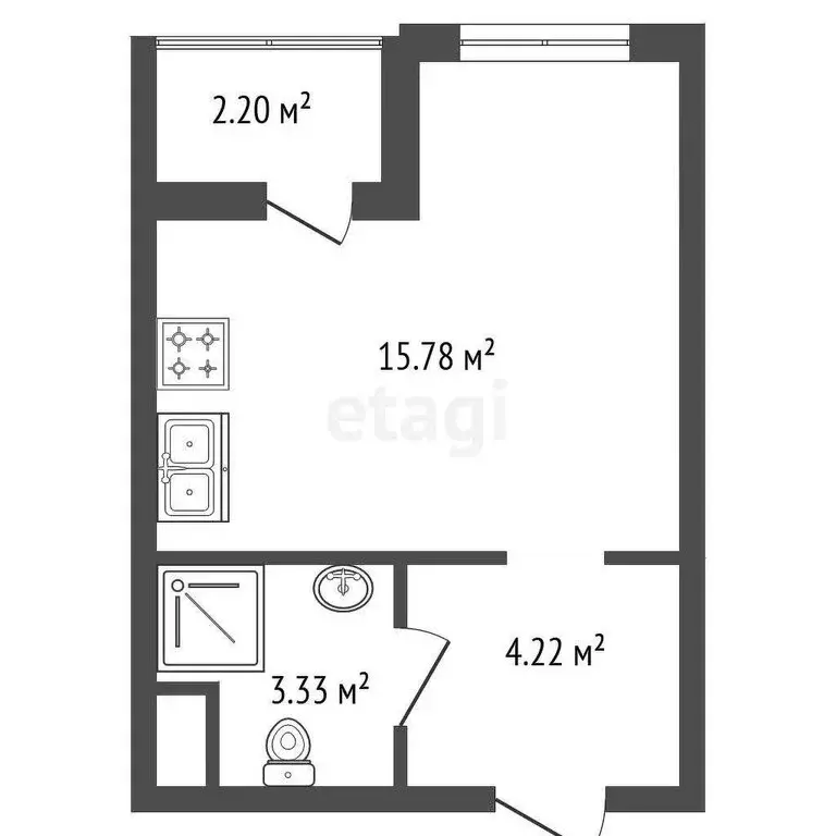 Квартира-студия: Кудрово, Солнечная улица, 12 (24.43 м) - Фото 1