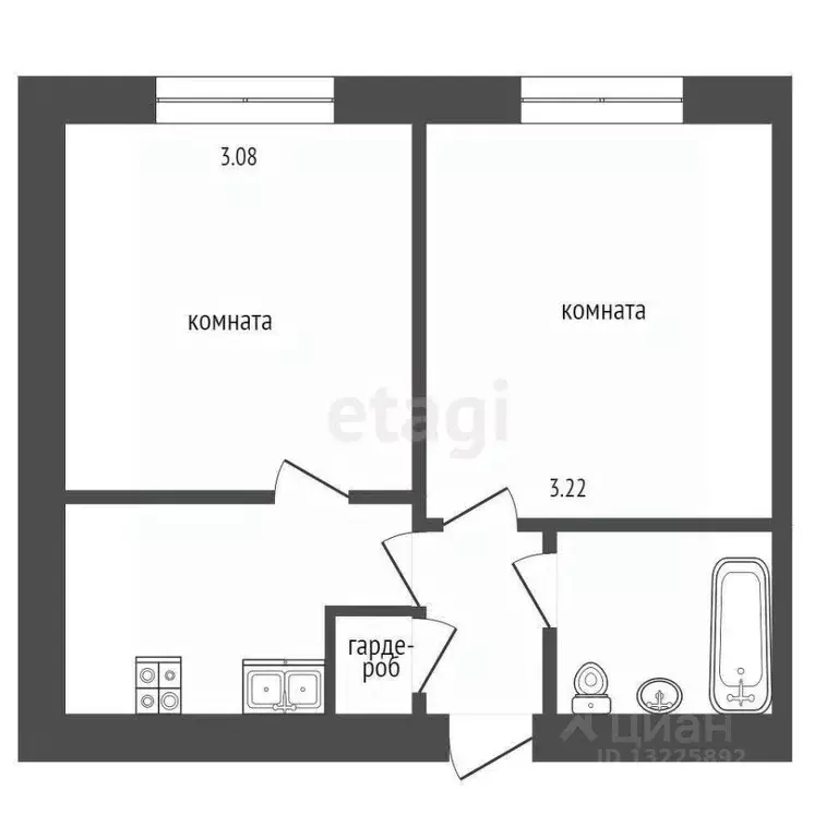 Комната Вологодская область, Вологда ул. Чехова, 17 (32.7 м) - Фото 2