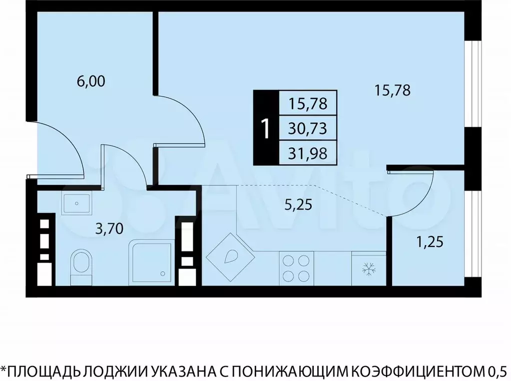 Квартира-студия, 32 м, 12/16 эт. - Фото 0