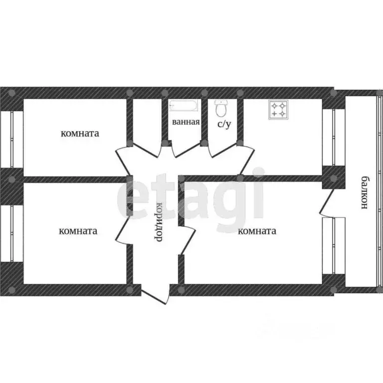 3-к кв. Ханты-Мансийский АО, Сургут ул. Крылова, 39 (59.0 м) - Фото 1