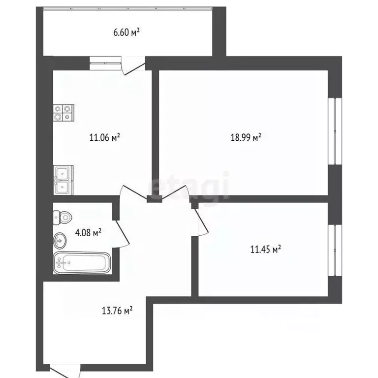 2-к кв. Мордовия, Саранск ш. Северо-Восточное, 45 (60.0 м) - Фото 1
