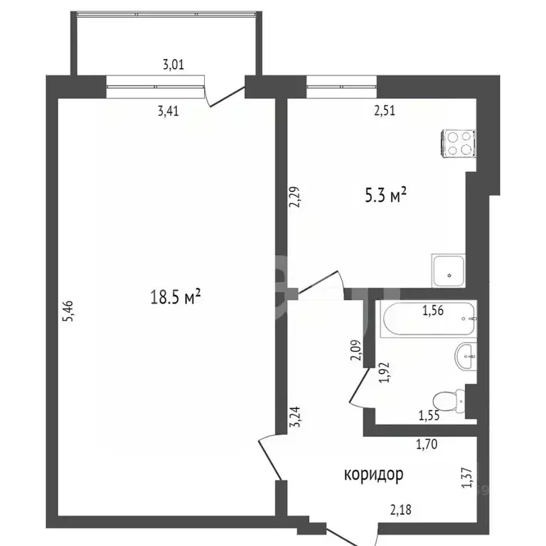 1-к кв. Тамбовская область, Тамбов Студенецкая набережная ул., 33 ... - Фото 1