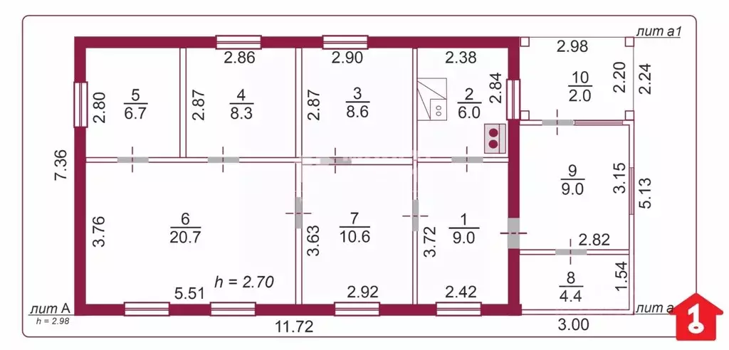 Дом в Омская область, Омск пос. Армейский, ул. Южная, 7 (70 м) - Фото 2