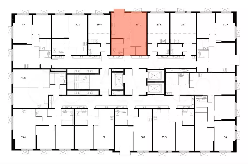 1-к. квартира, 34,1 м, 15/25 эт. - Фото 1