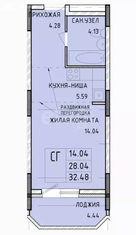 Квартира-студия: село Осиновая Гора, микрорайон Левобережный, ... - Фото 1