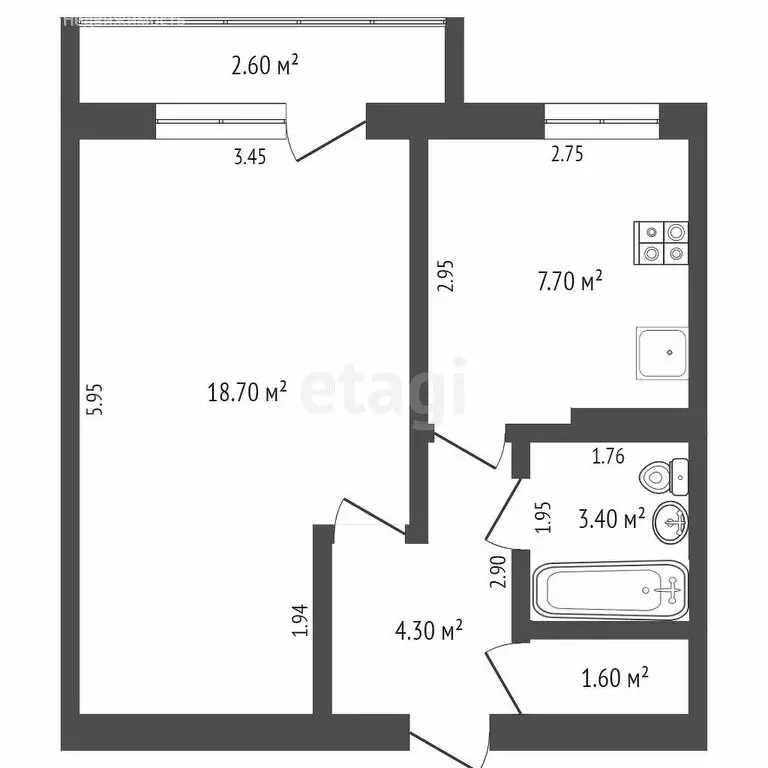 1-комнатная квартира: Ишим, улица 40 лет Победы, 1Б (36.5 м) - Фото 1