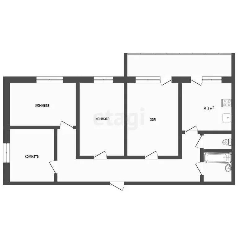 4-комнатная квартира: Тюмень, улица Самарцева, 40 (70.1 м) - Фото 1