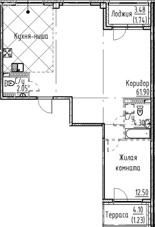 3-комнатная квартира: Кронштадт, остров Котлин (83.72 м) - Фото 0