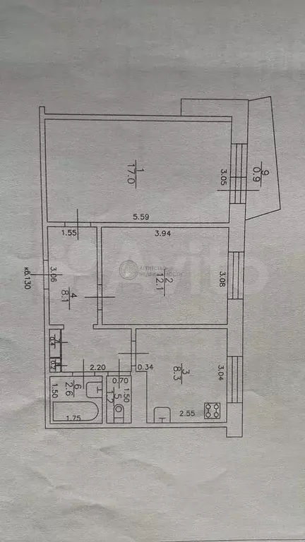 2-к. квартира, 49,9 м, 6/9 эт. - Фото 0