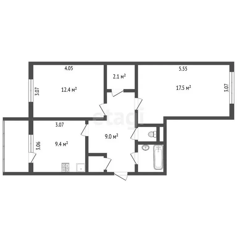 2-комнатная квартира: Елизово, Северная улица, 22 (54.6 м) - Фото 0