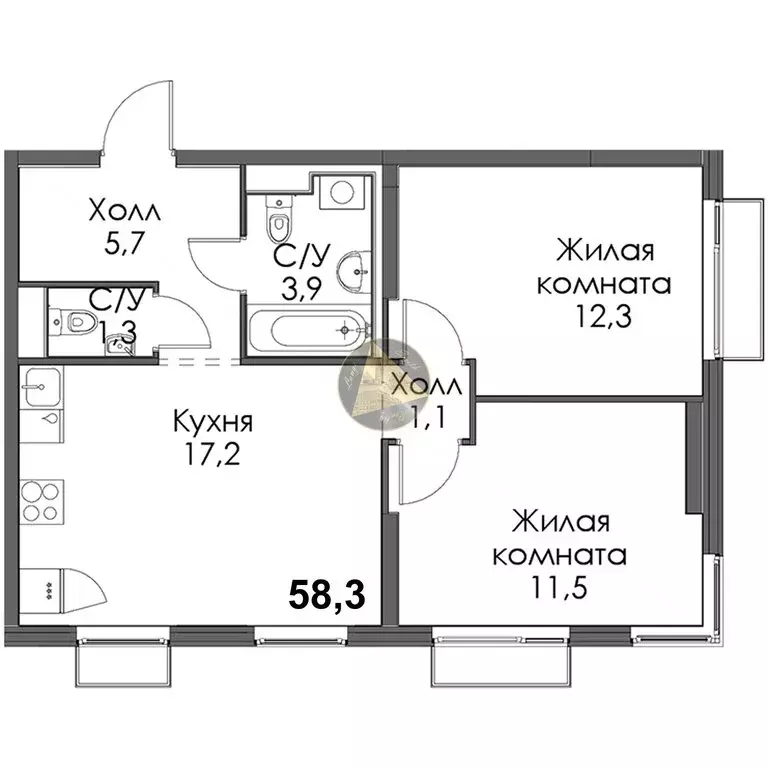 2-комнатная квартира: Санкт-Петербург, Лиговский проспект, 242 (58.3 ... - Фото 1