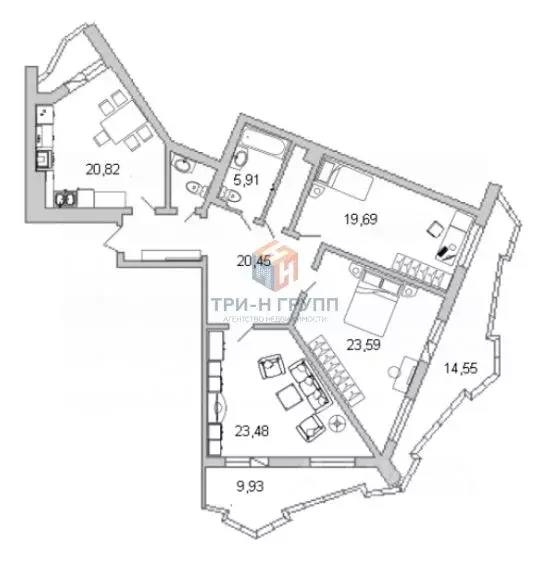 3-к кв. Санкт-Петербург просп. Просвещения, 43 (126.1 м) - Фото 2