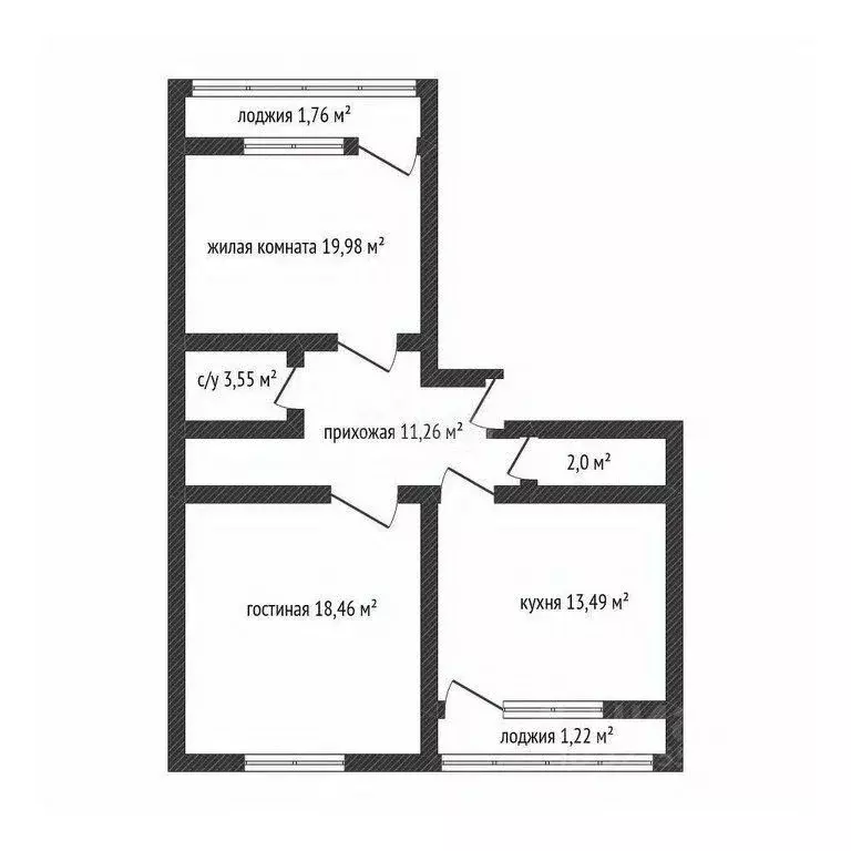 2-к кв. Краснодарский край, Краснодар Московская ул., 112 (68.9 м) - Фото 2