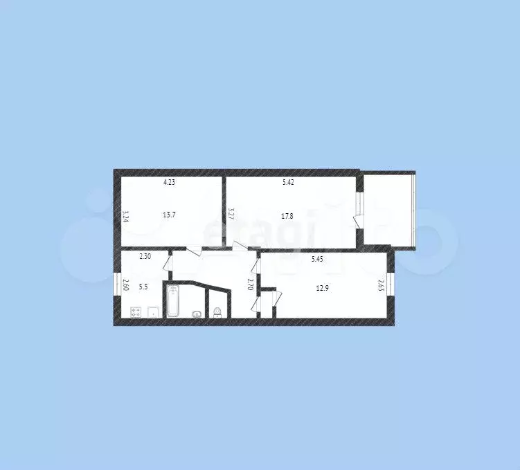 3-к. квартира, 60 м, 1/5 эт. - Фото 0