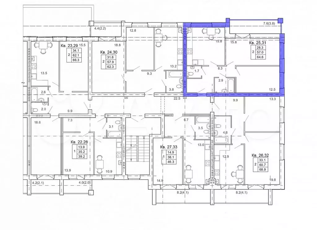 2-к. квартира, 65 м, 3/4 эт. - Фото 1