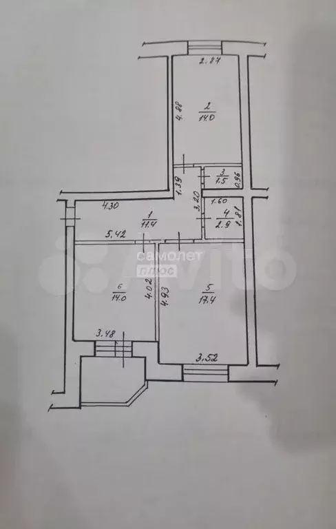 2-к. квартира, 63,5 м, 5/5 эт. - Фото 0